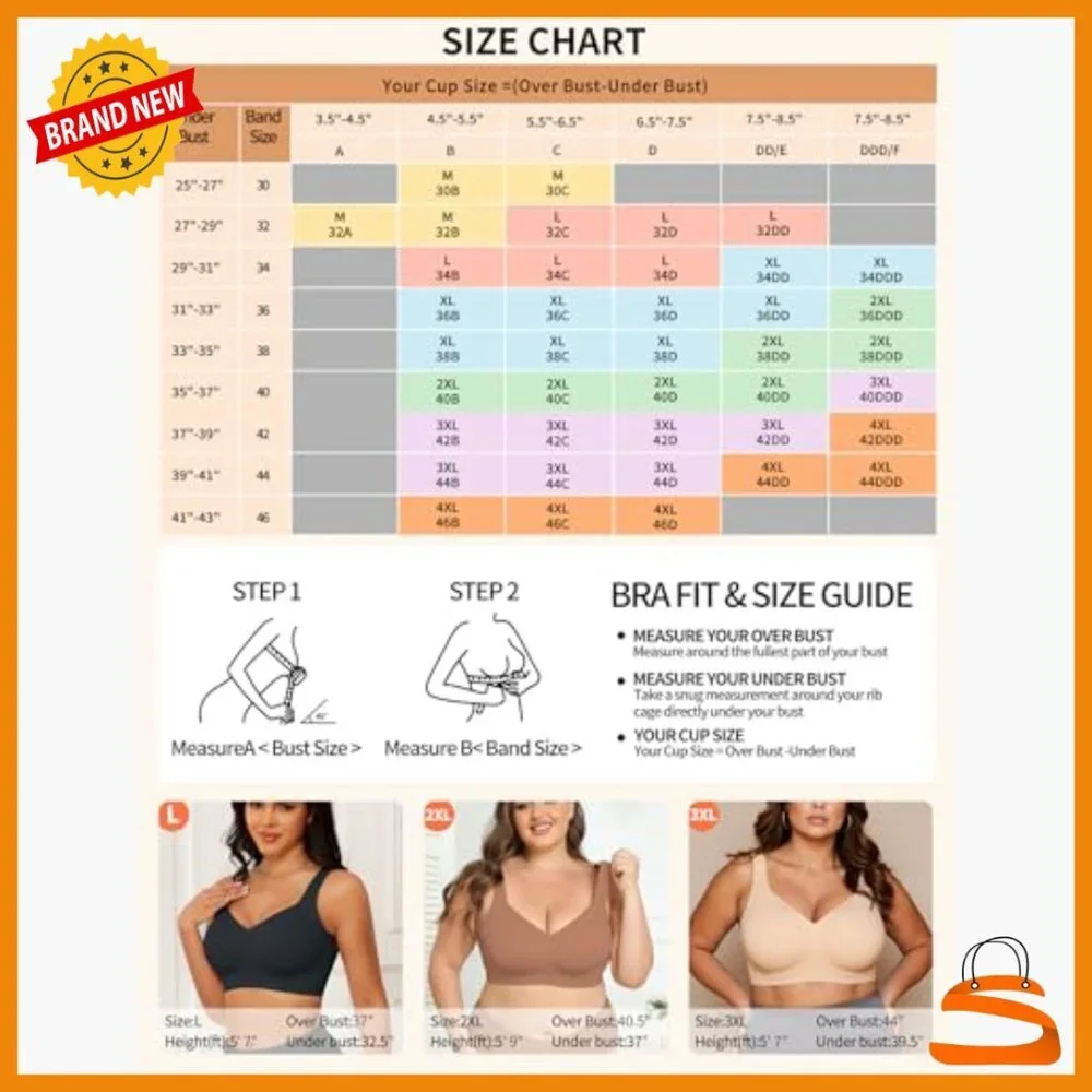 Seamless Wireless Push Up Bra Full Coverage Comfort Support T-Shirt